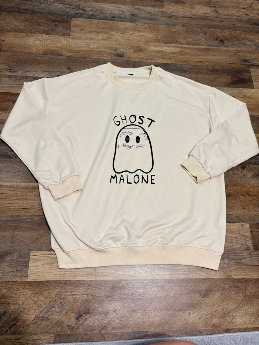 Ghost Malone Sweatshirt 1XL Beige Graphic Crewneck Oversized Streetwear Pullover